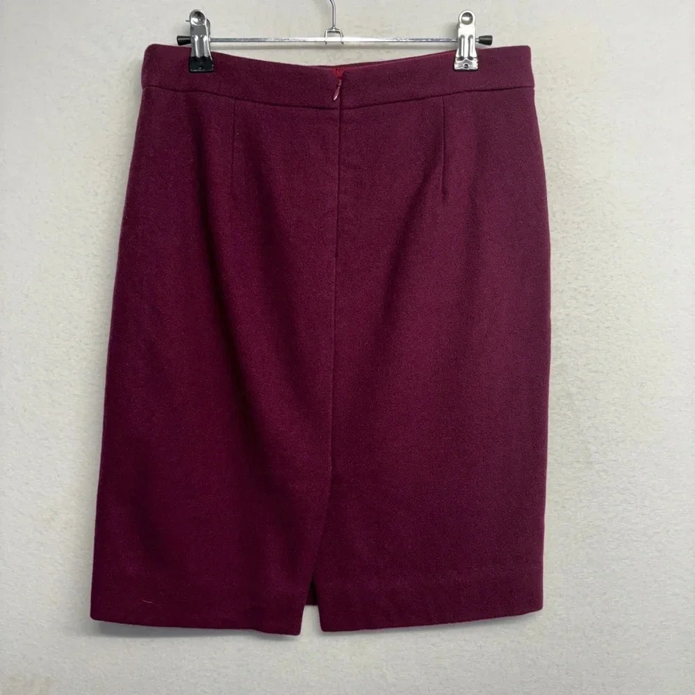 J Crew No.‎ 2 Pencil MIDI Skirt Wool Berry Red 2